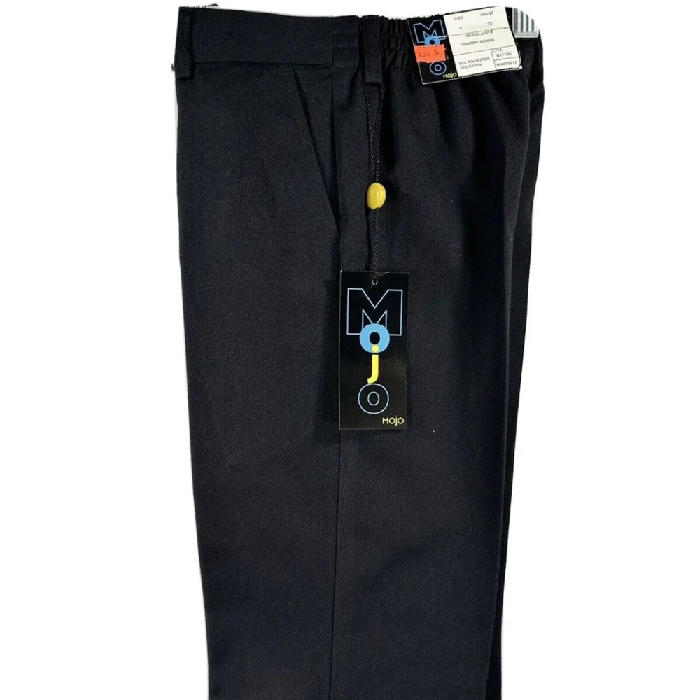 Mojo Boys Black Dress Pants Expandable Partial Elastic Waist Flat Front Size 4